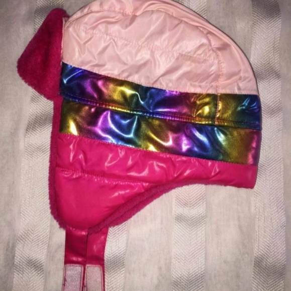 SwissTech Girls Quilted Trapper Hat in Fuschia Burst Color Fully Lined - Picture 2 of 6